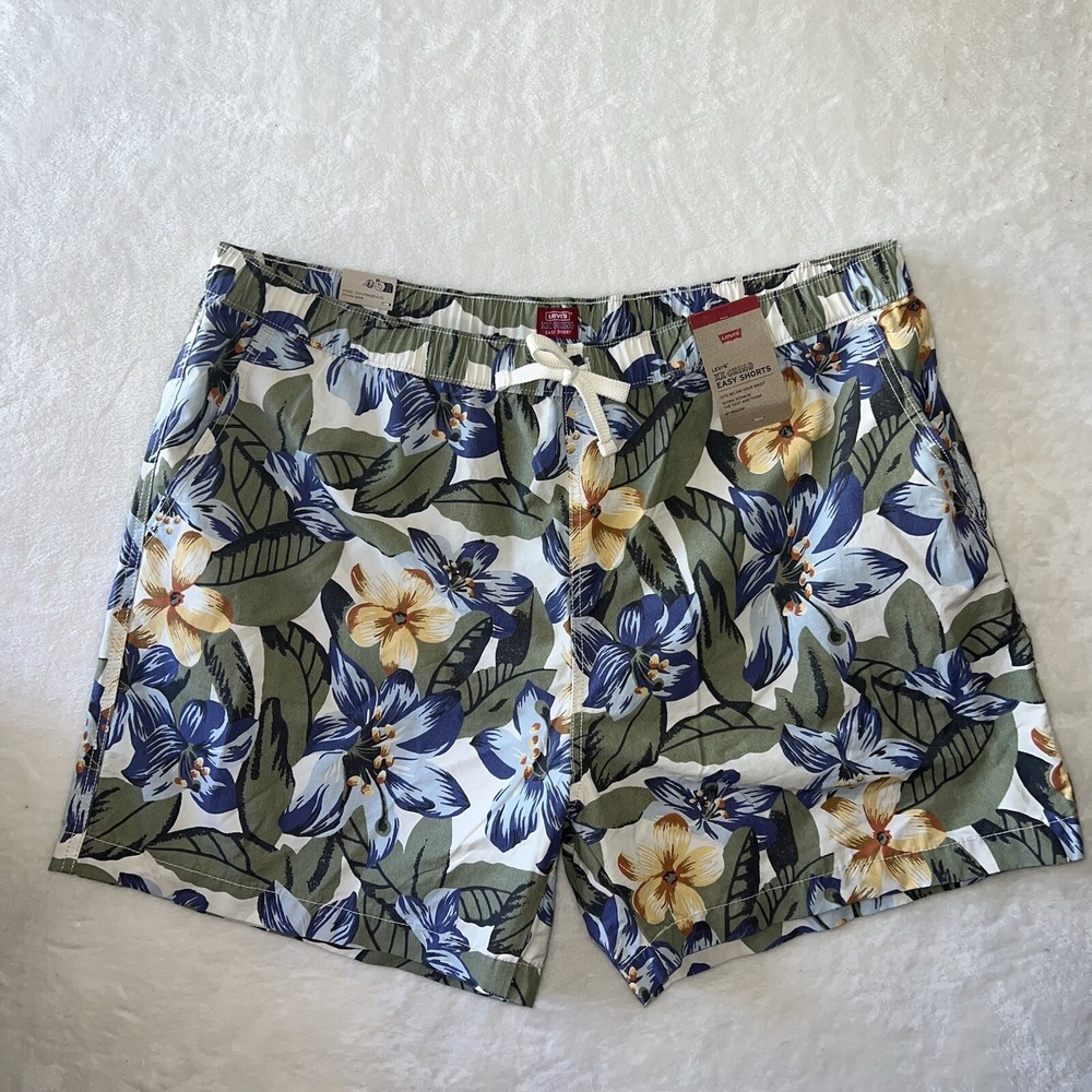 Levis XX Chino Easy Shorts Floral‎ Print Elastic Waist Lightweight Mens